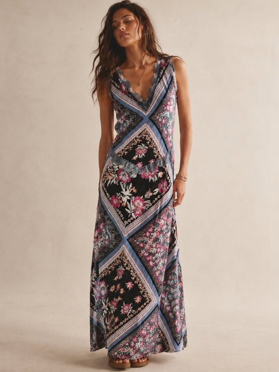 Free People Dresses & Skirts - Free People Stevie Patchwork Lace Maxi Slip Dress Boho Large Light Festival